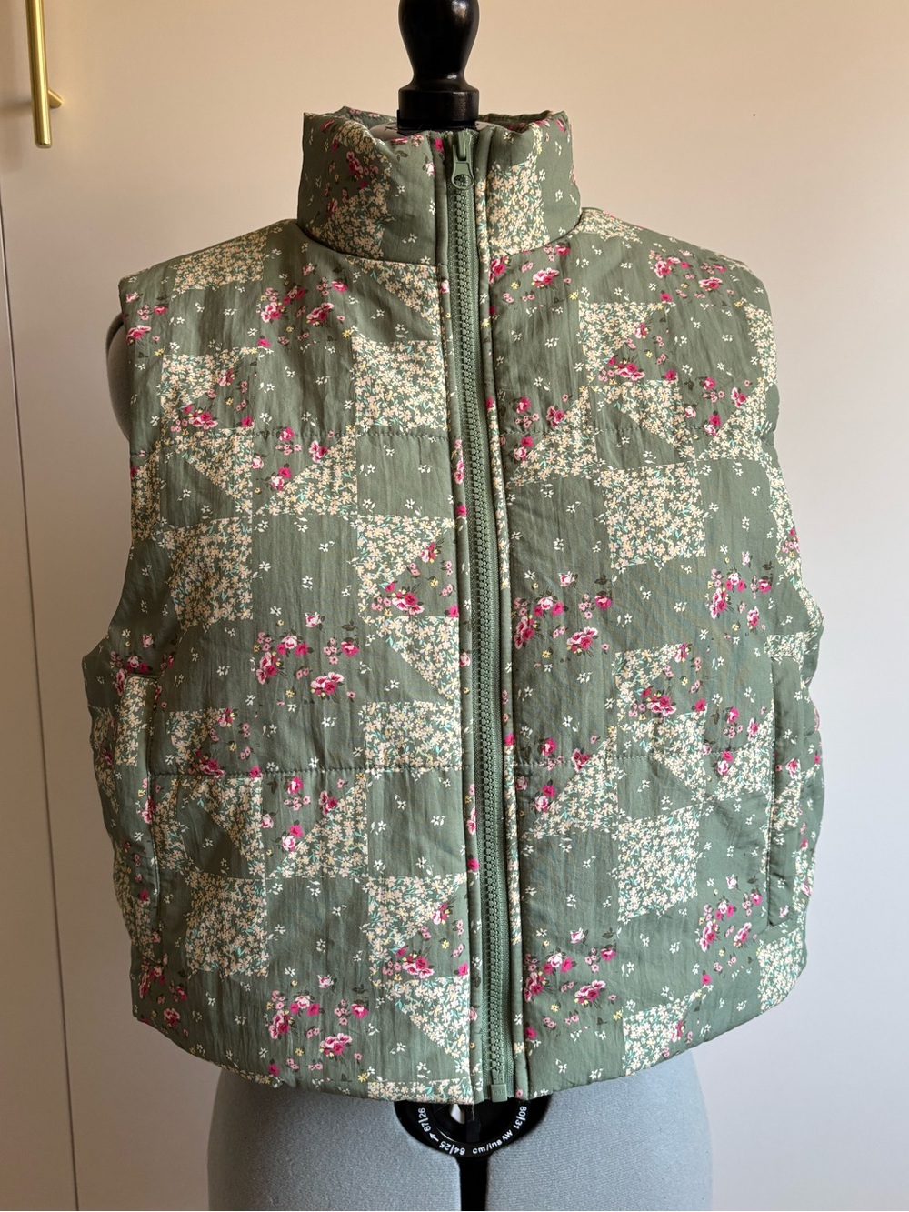love, Fire Sage Green Quilted Floral Vest